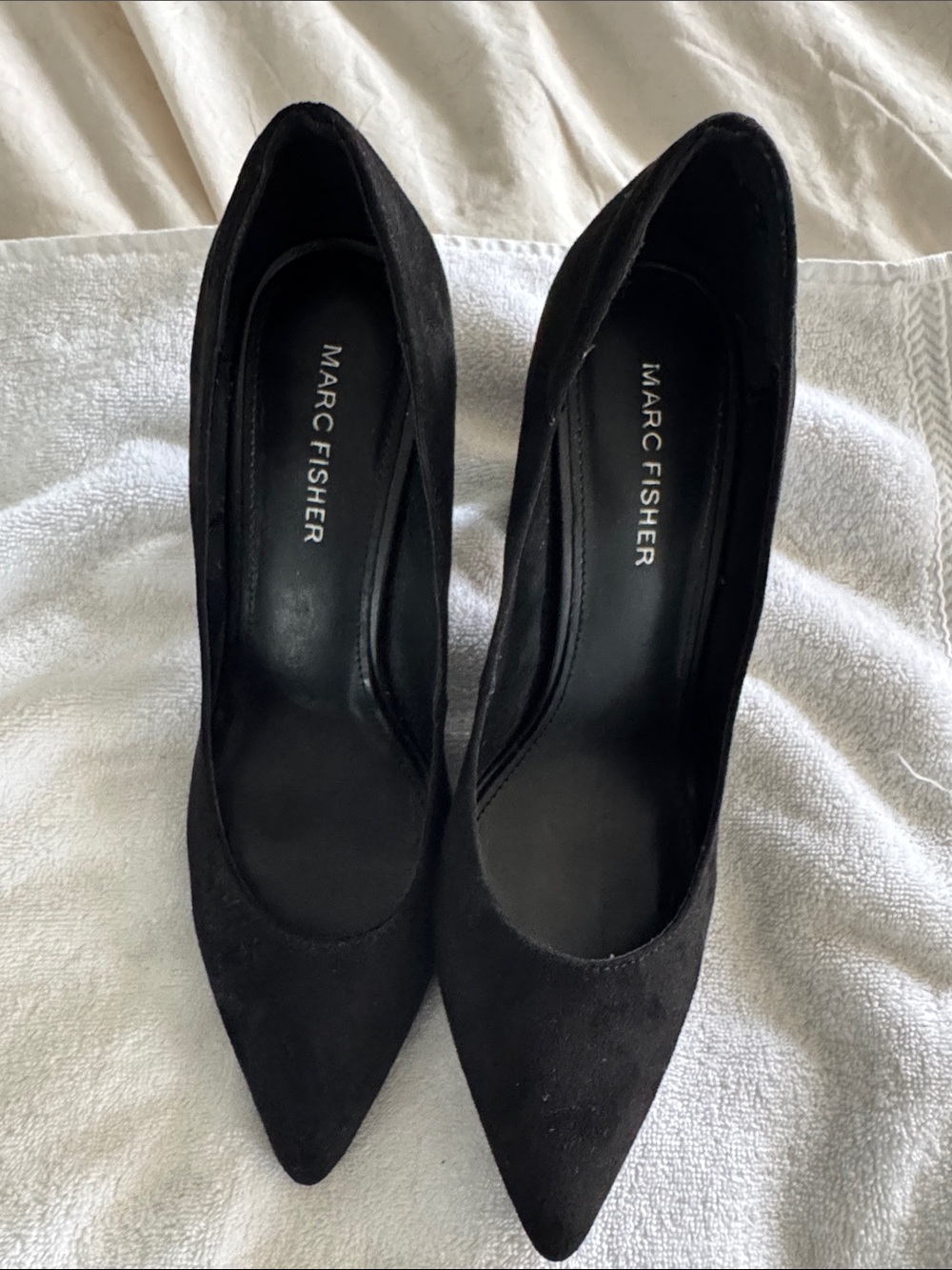 Marc Fisher Black Suede Pointed Toe Pumps